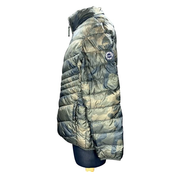 Abercrombie & Fitch Camo Puffer Jacket M Water & Wind Resistant Down Insulated G - Picture 2 of 14